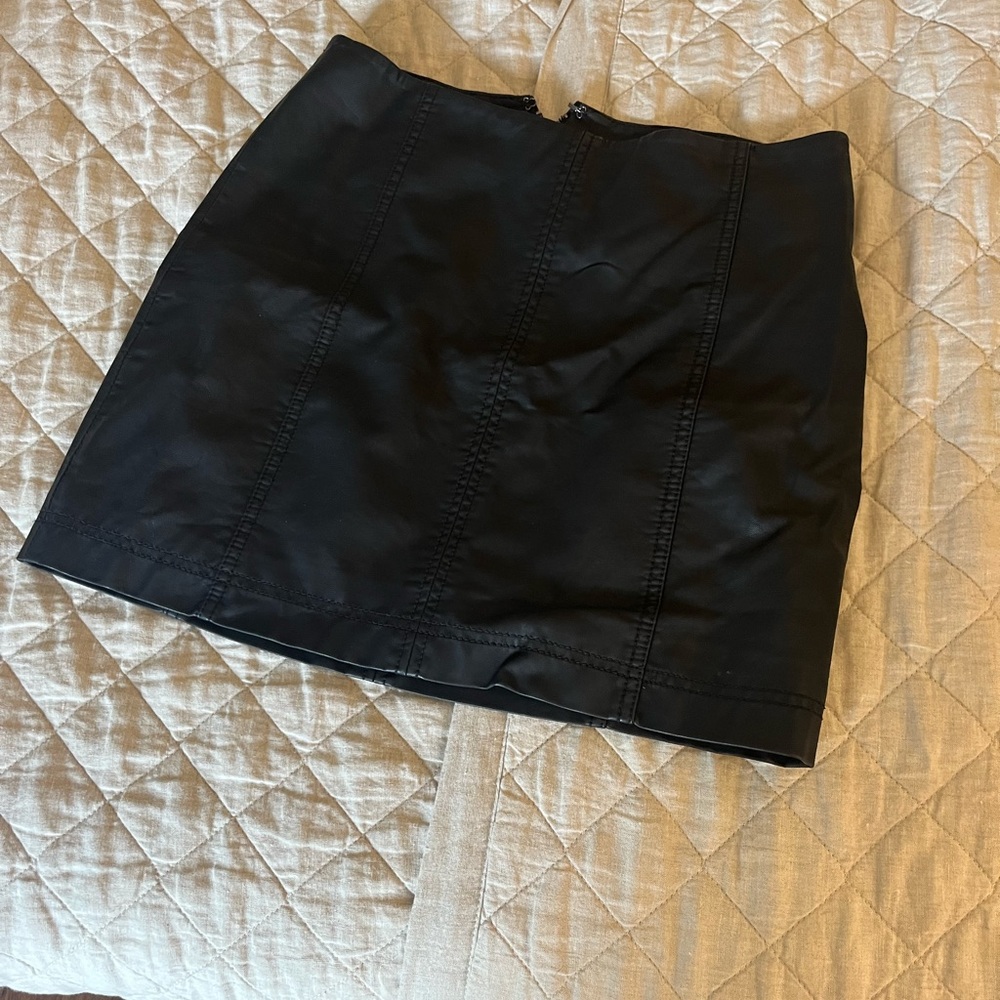 Free People black leather mini skirt